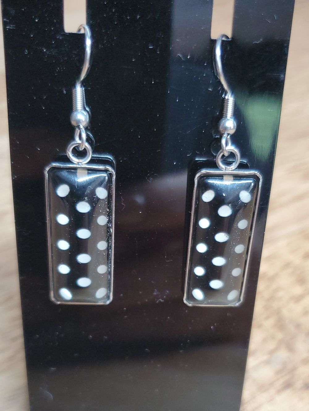 Black and White Polka Dot Drop Earrings - Women Jewelry